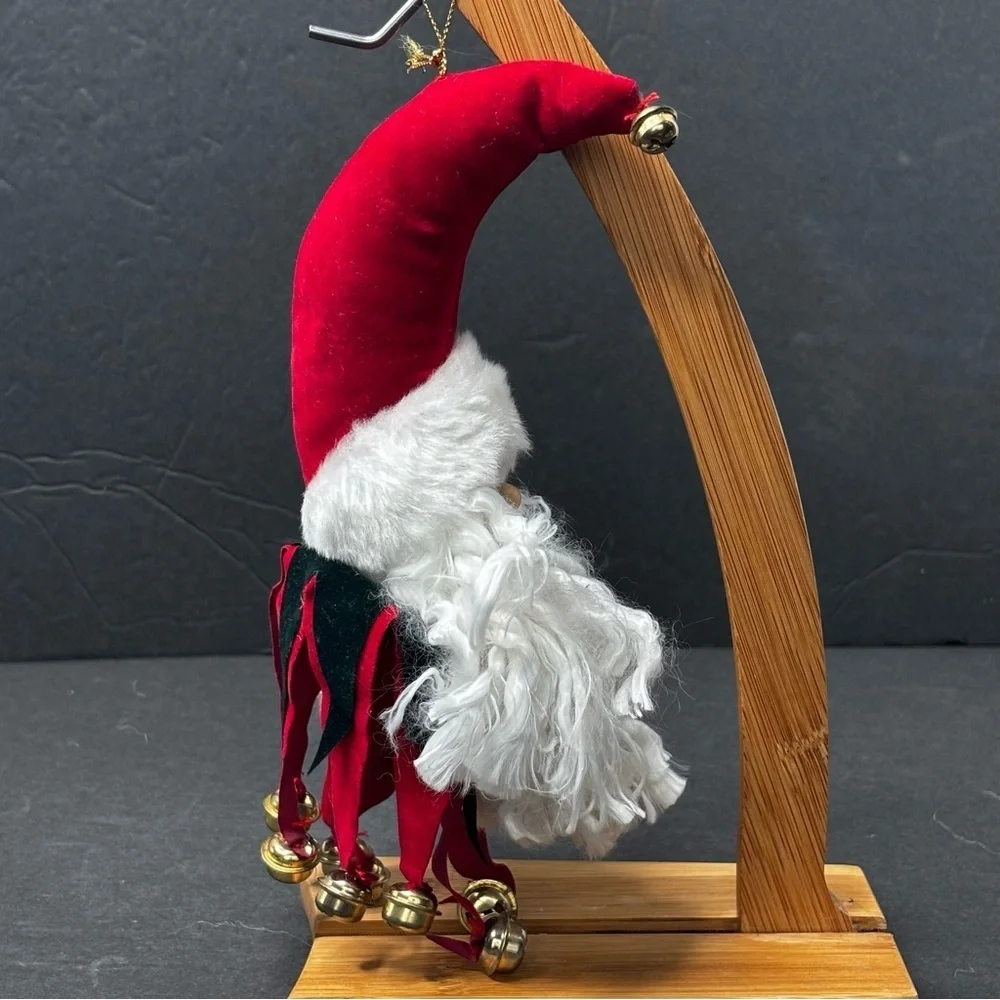 Vintage Rubber Face Santa Claus Head Ornament With Jingle Bells